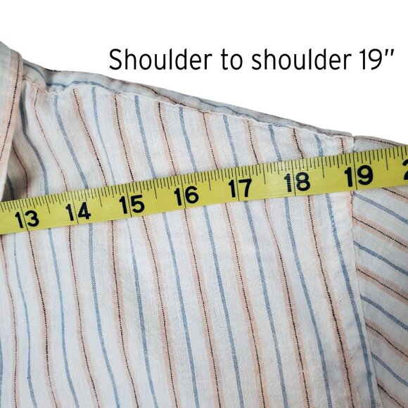 Old Navy Regular Fit Everyday Linen Blend Striped Shirt Size L - Picture 15 of 16